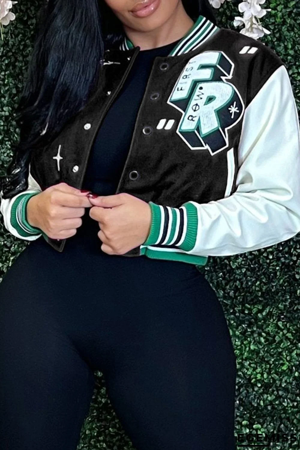 Black Casual Print Patchwork Cardigan Outerwear | EGEMISS