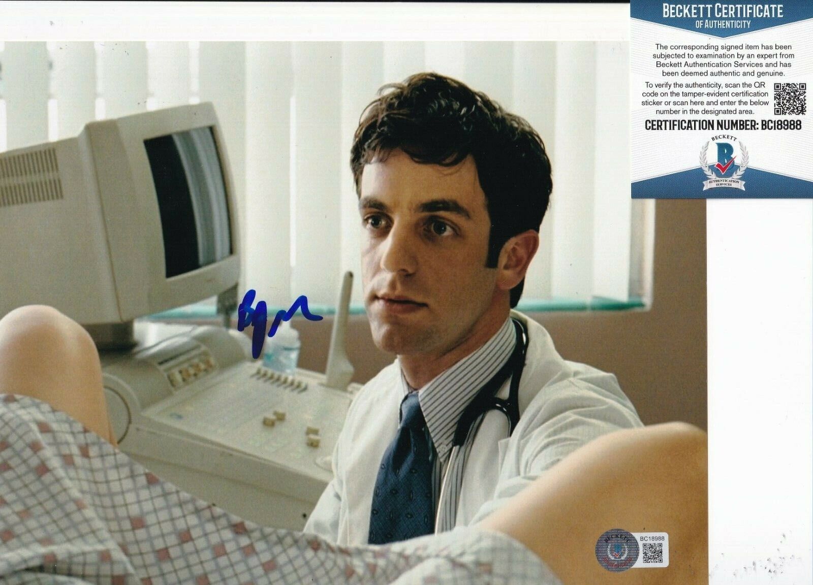 B.J. NOVAK signed (KNOCKED UP) Doctor Movie 8X10 Photo Poster painting BECKETT BAS BC18988