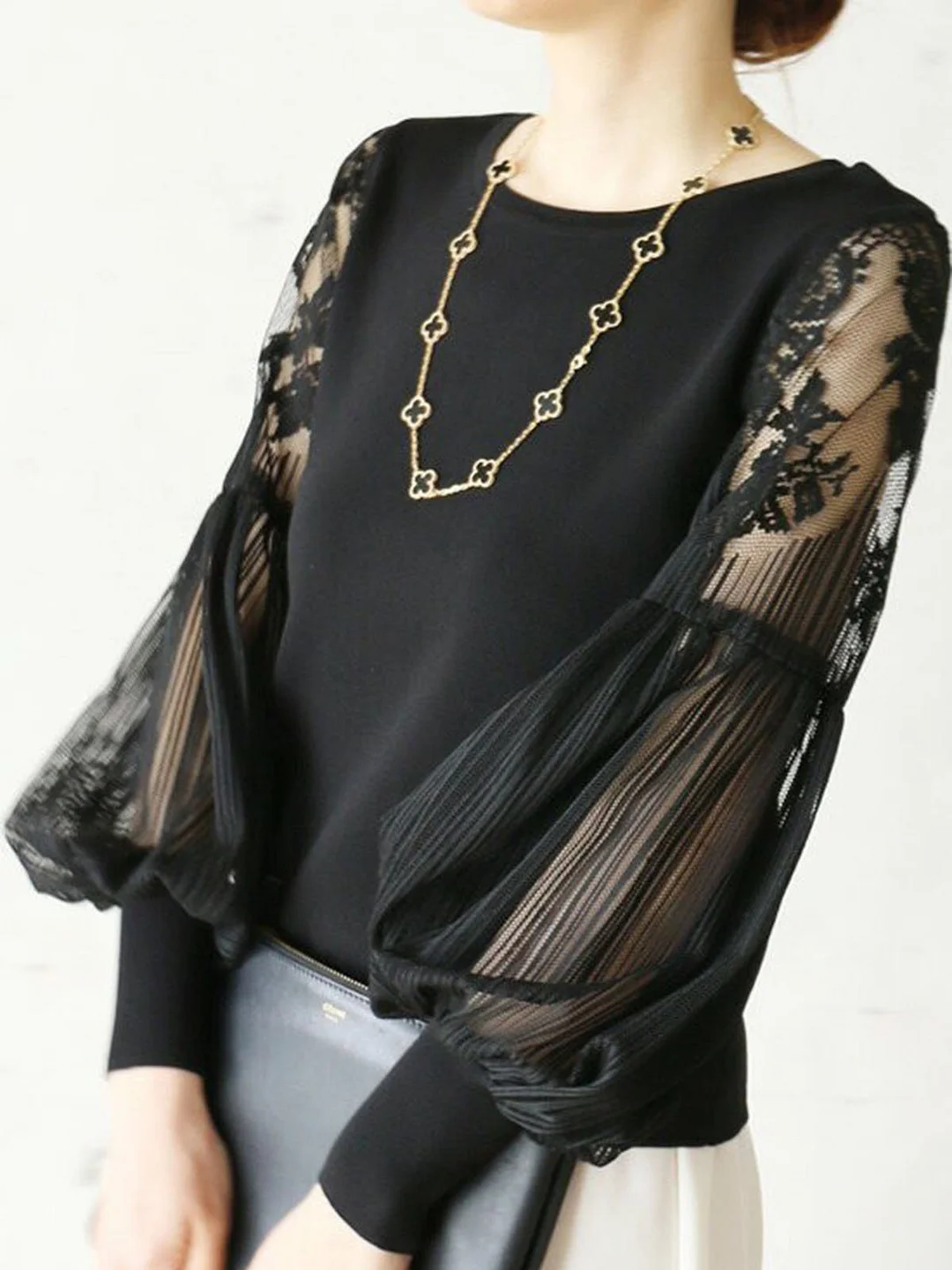 Balloon Sleeve Paneled Elegant Top