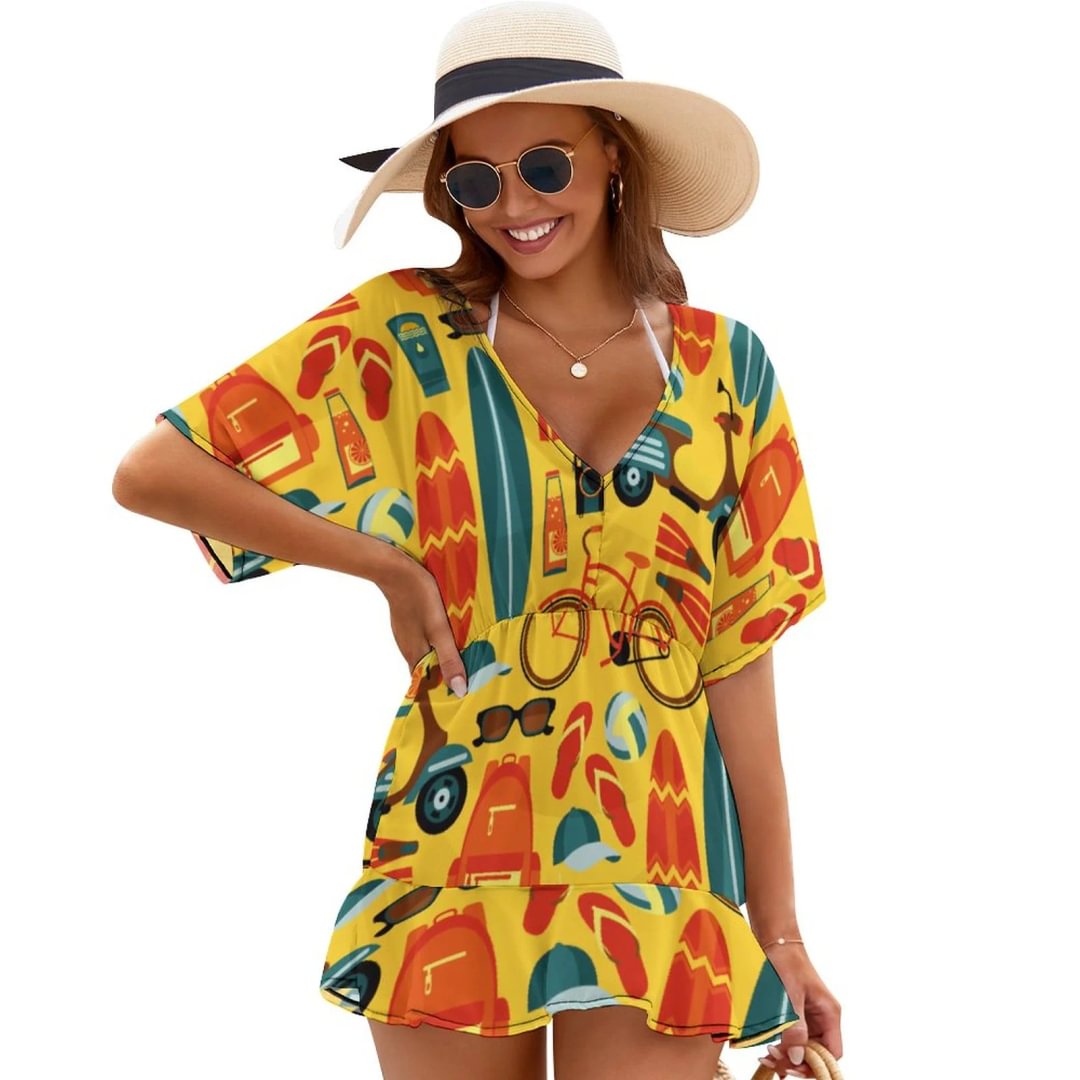 Active Summer Holidays Summer Beach Chiffon Mini Cover Up Dress