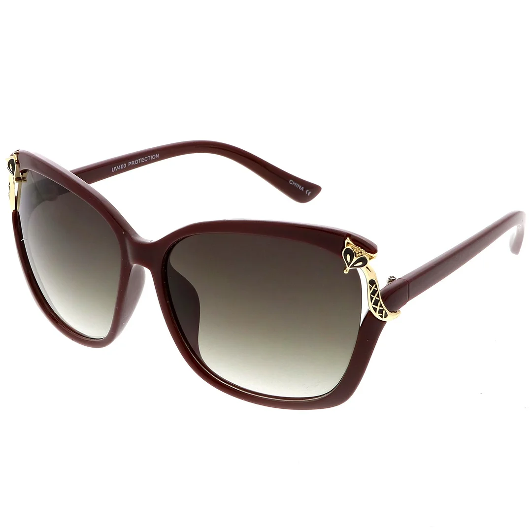 Women's Oversize Square glasses With Metal Fox Accent Cutout 60mm