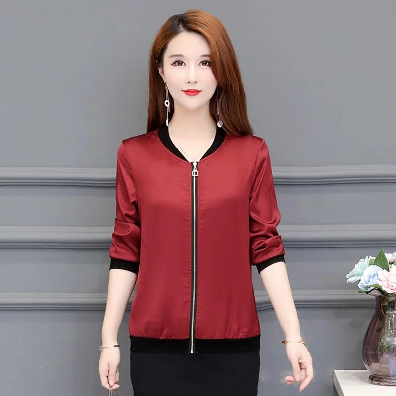 2020 Fashion Thin Jacket Women Autumn Baseball uniform Plus size Short Coat Long Sleeve Basic Jackets Loose Female Outwear