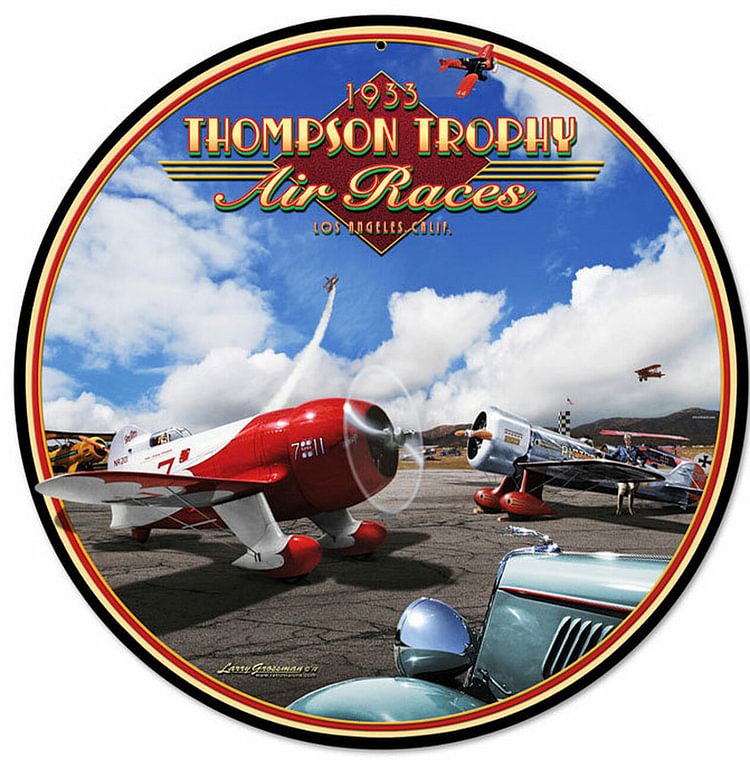 30*30cm - Air Races - Round Tin Signs/Wooden Signs