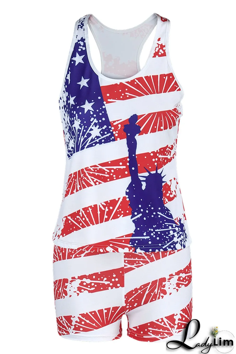 Black Pink Fashion Casual Print Basic U Neck Sleeveless Two Pieces