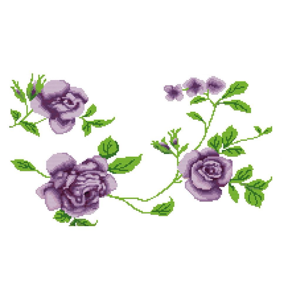 

Purple Rose - 14CT Stamped Cross Stitch - 46*30CM, 501 Original