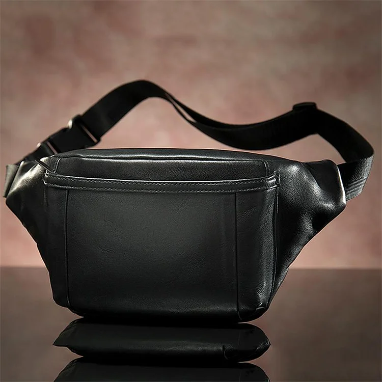 Simple Leather Sports Chest Bag Solid Color Soft Retro Waist Bag Crossbody Bag