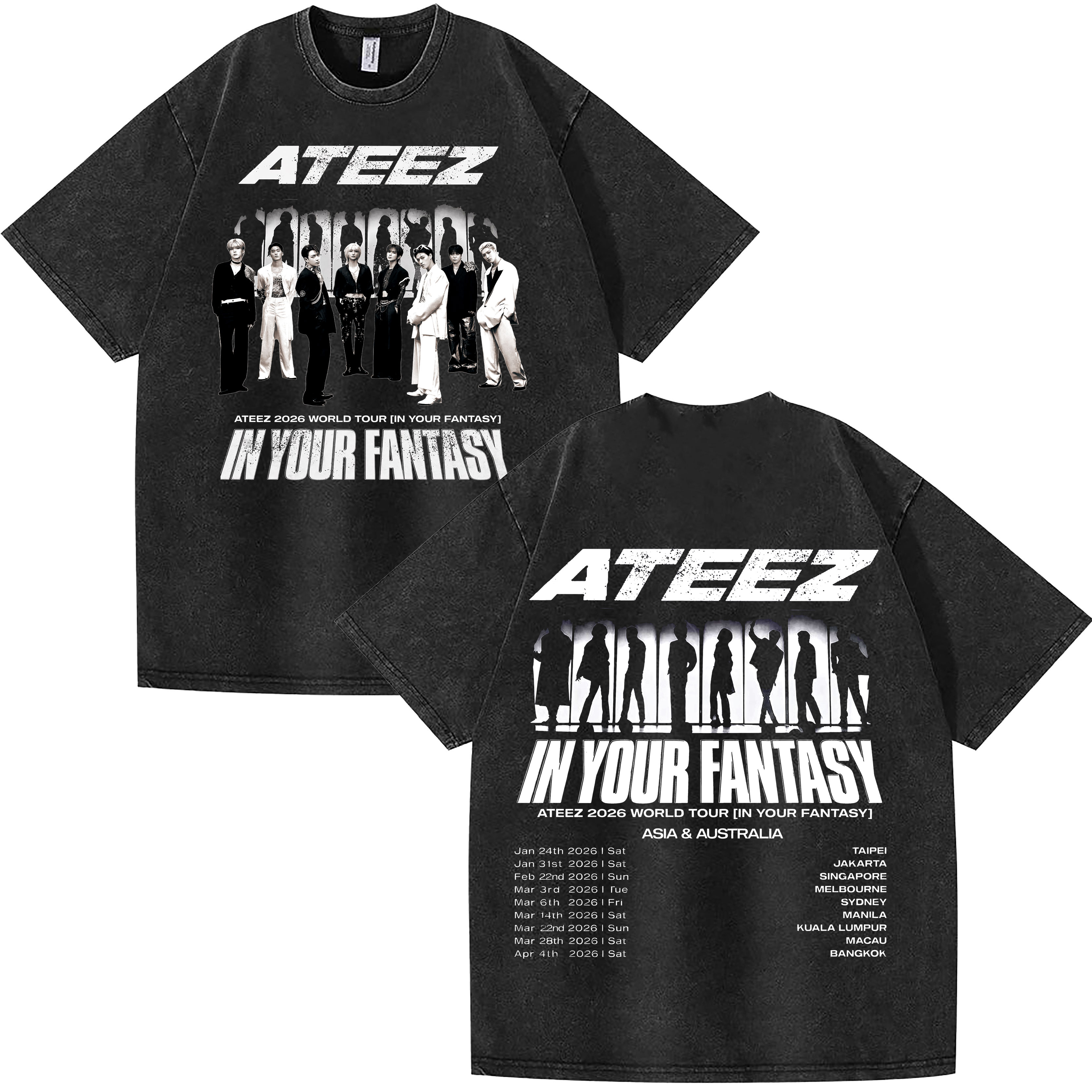 Ateez 2026 In Your Fantasy Tour Washed Tracklist T-Shirt