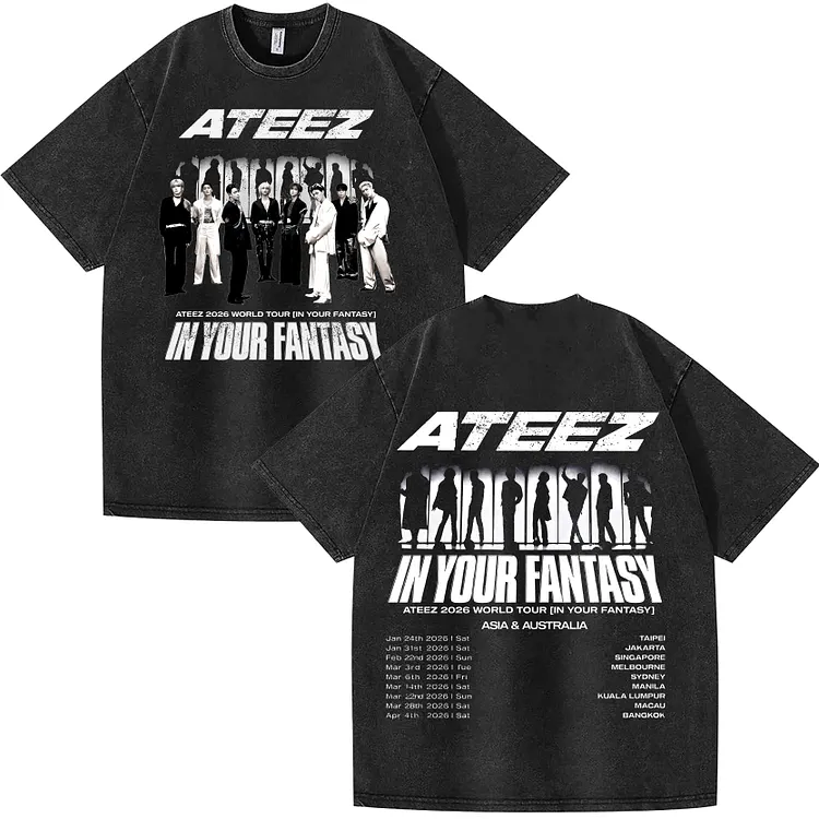 Ateez 2026 In Your Fantasy Tour Washed Tracklist T-Shirt