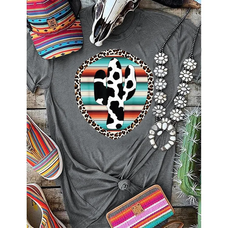 PSL - Cow leopard cactus T-Shirt-05807