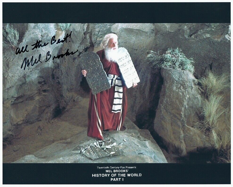 MEL BROOKS signed HISTORY OF THE WORLD 8x10 w/ MOSES & THE 15 COMMANDMENTS