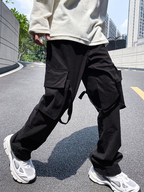 Men's Black Straight Leg Cargo Pants