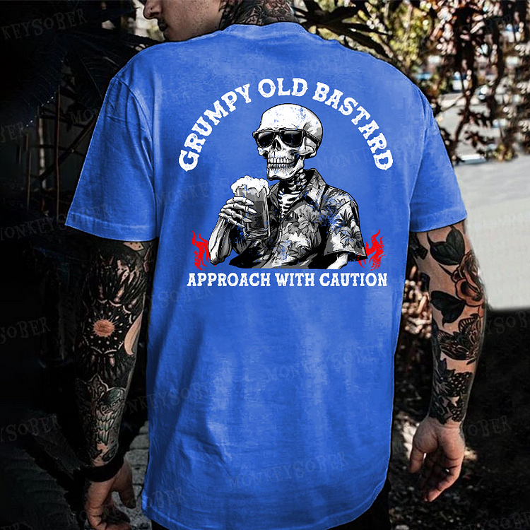 Men's Grumpy Old Bastard Approach With Caution Monkey T-shirt