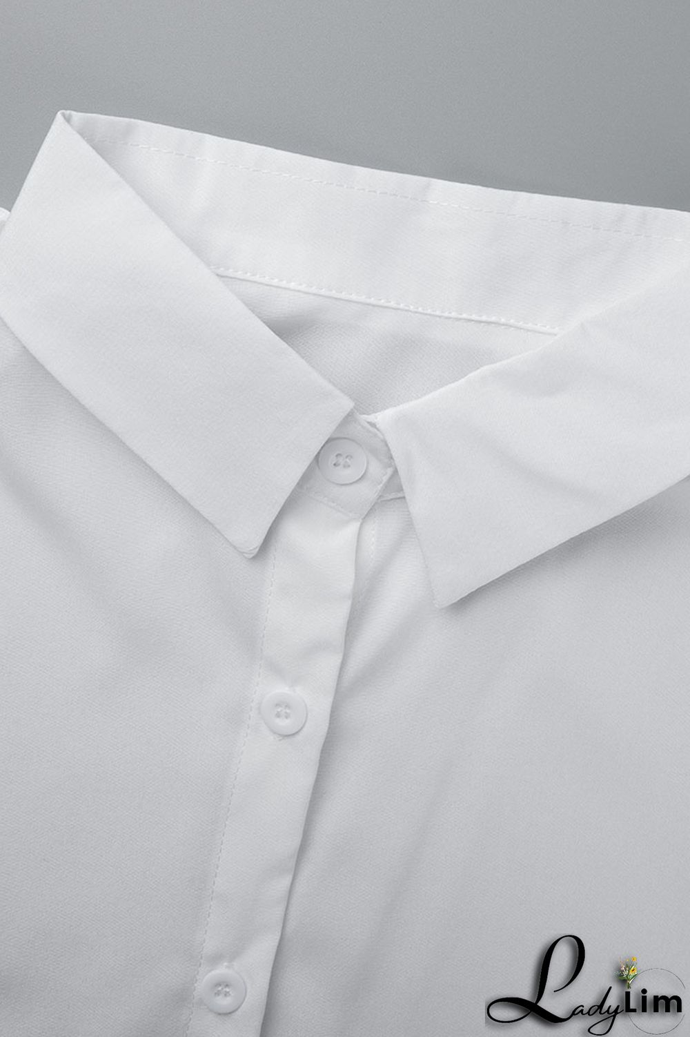 White Casual Solid Patchwork Buckle Asymmetrical Turndown Collar Tops