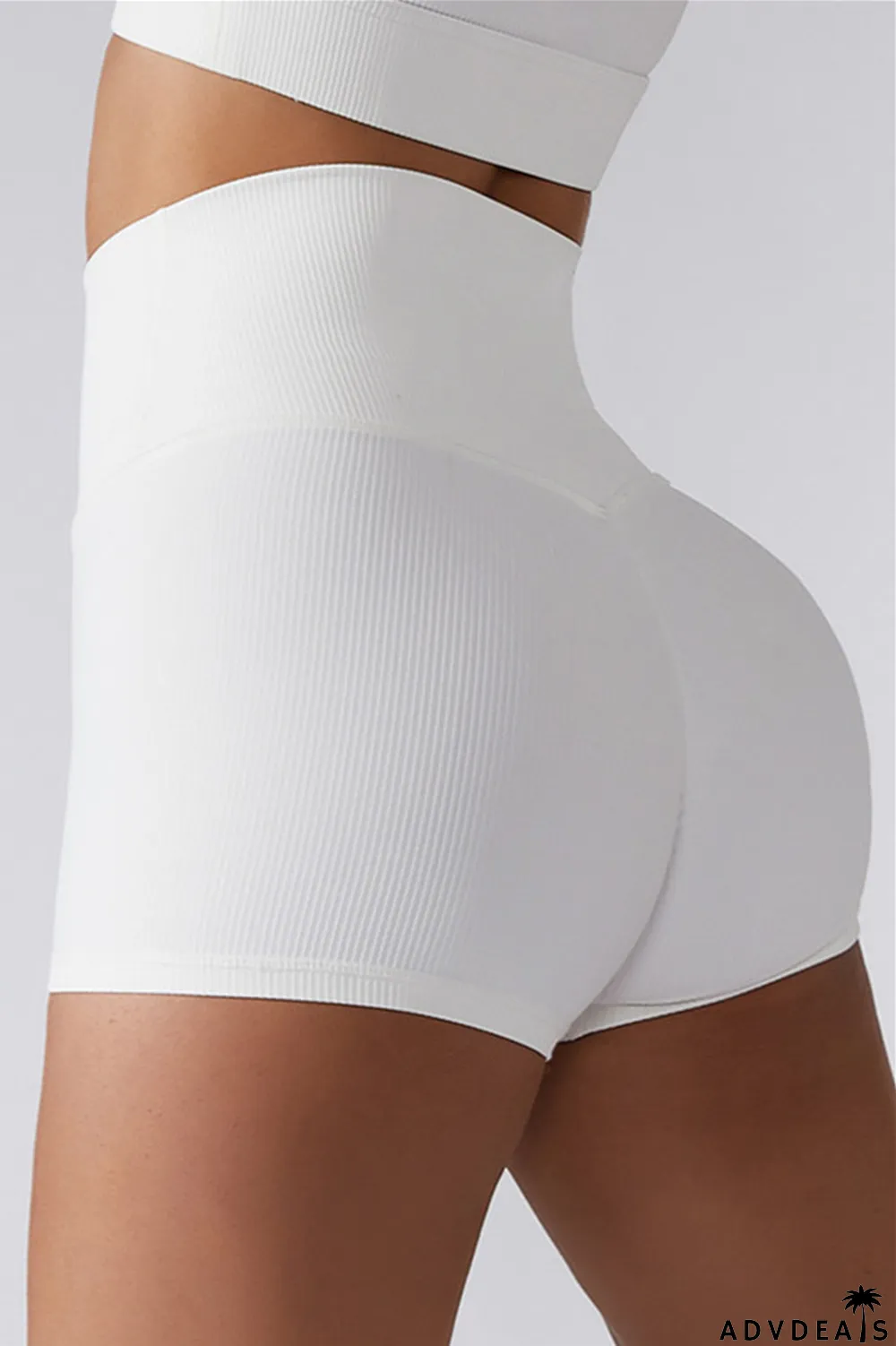 White Fashion Casual Sportswear Solid Patchwork Tight High Waist Shorts