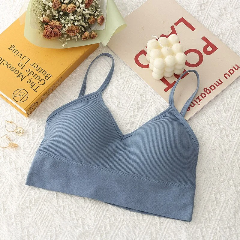 Women Crop Top Female Tube Top Wire Free Seamless Underwear Cropped Back Sexy Lingerie Sports Tank Tops Solid 6 Colors New