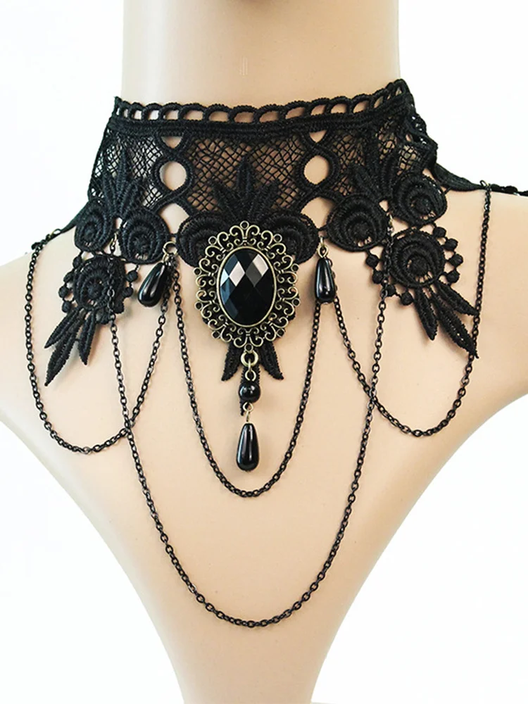 Wearshes Halloween Gothic Lace Vintage Necklace
