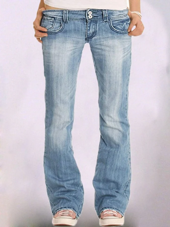 Casual Retro Mid-Rise Jeans