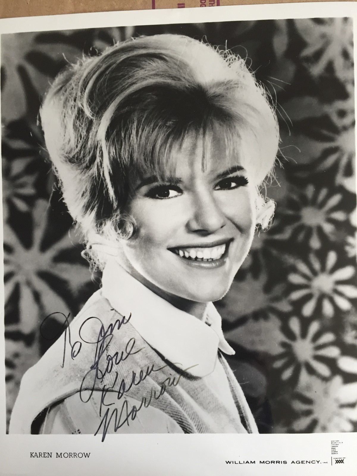 SIGNED, Black & White Promo Photo Poster painting of Karen Morrow