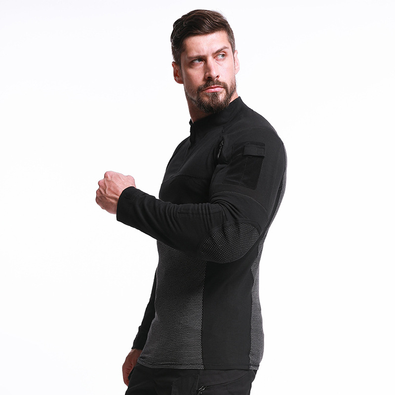 Camo Tactical Military Shirts Long Sleeve 1/4 Zipper Fit Combat Shirts Camo Tactical Military Shirts Long Sleeve 1/4 Zipper Fit Combat Shirts