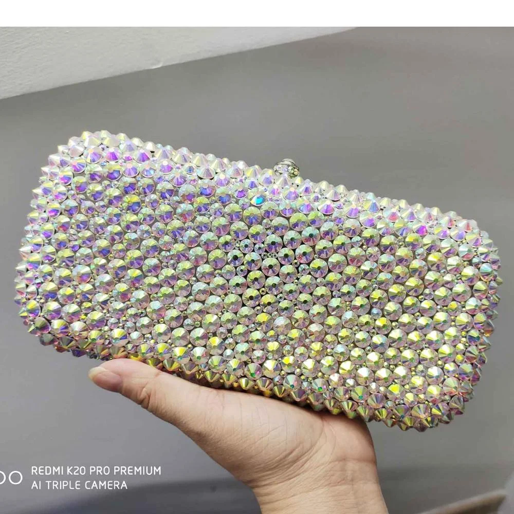 AB Silver Clutch Bags Designer glaring Crystal rhinestone Evening Bags Long Wedding bride Purse Day Clutches