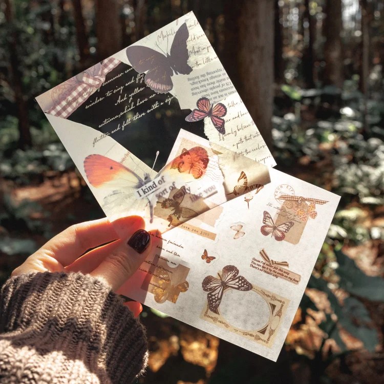 JOURNALSAY 20 Sheets Retro Label Receipt Washi Sticker Book DIY Tearable  Journal Scrapbooking