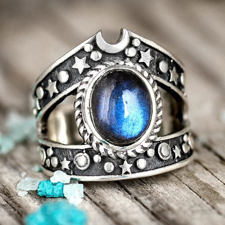 Sterling Silver Celestial Labradorite Ring 