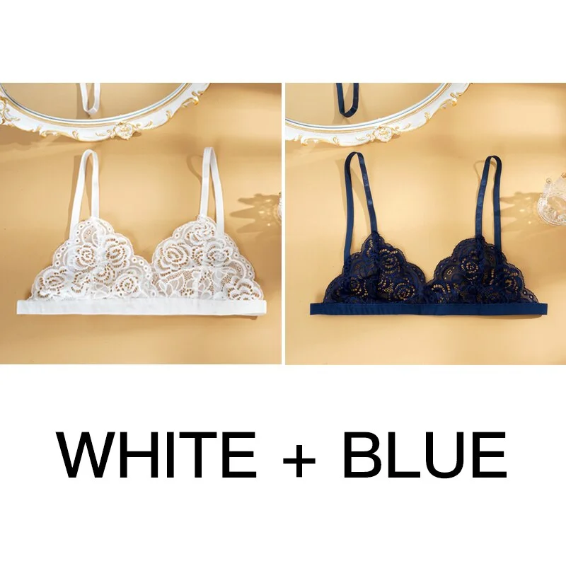 Sexy Woman Bra Floral Lace Bra Wire Free Bralette Female Unlined Breathable Lingerie Ultra-Light Adjustable Brassiere Hot 1/2pcs