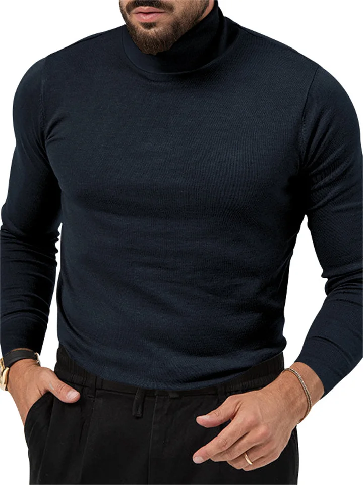 Autumn and Winter New High Elasticity High Neck Knitted Cashmere Sweater Thickened Young Men's Warm Bottoming Clothes