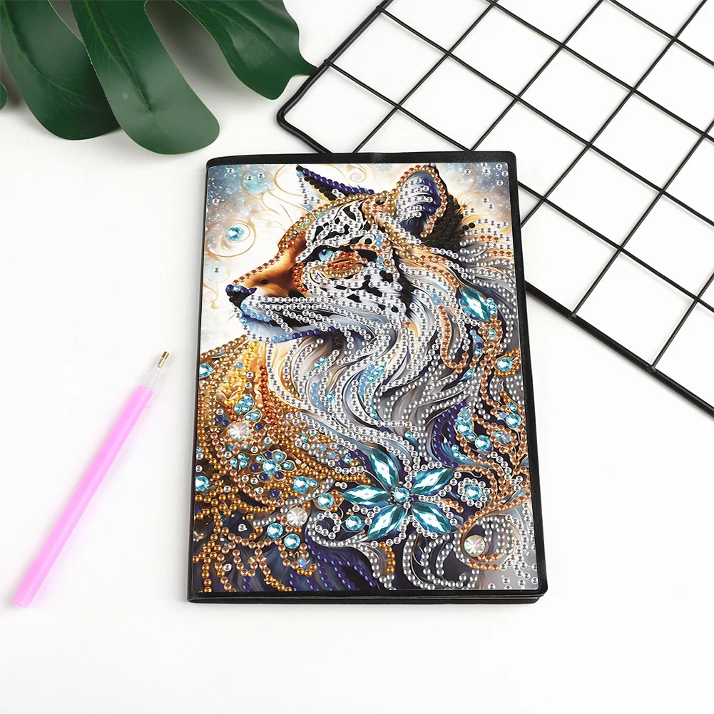 5D DIY Fox Special Shaped Diamond Painting 50 Pages Notebook for Beginners
