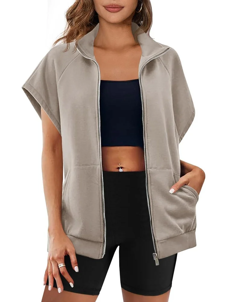 Women's Zip Up Sleeveless Sweatshirts With Pockets(BUY 2 FREE SHIPPING)
