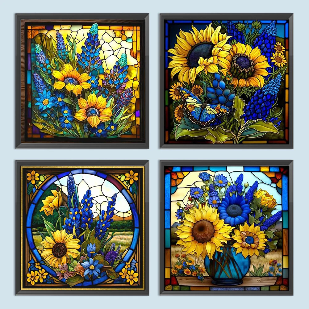 Sunflower Stained Glass - Full Round Drill Diamond Painting -  40*50CM(Canvas)