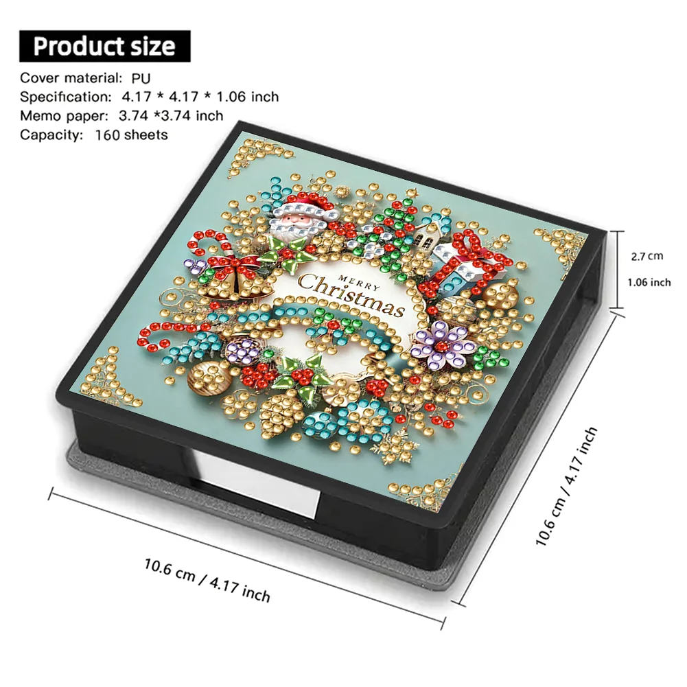 5D DIY PU Wreath Diamond Painting Notecard Box Gem Art Sticky Note Holder