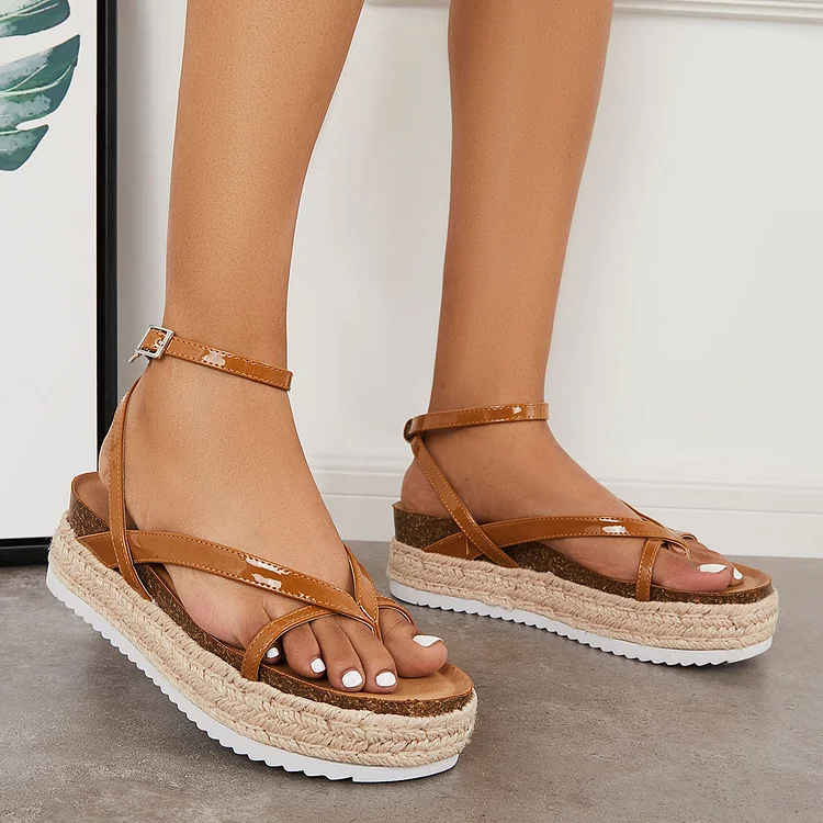 Women Espadrilles Platform Ankle Strap Slingback Sandals