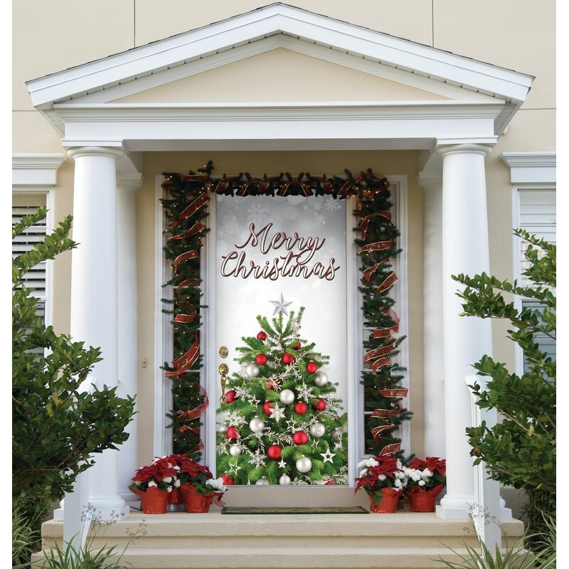 Merry Christmas Tree Front Door Mural