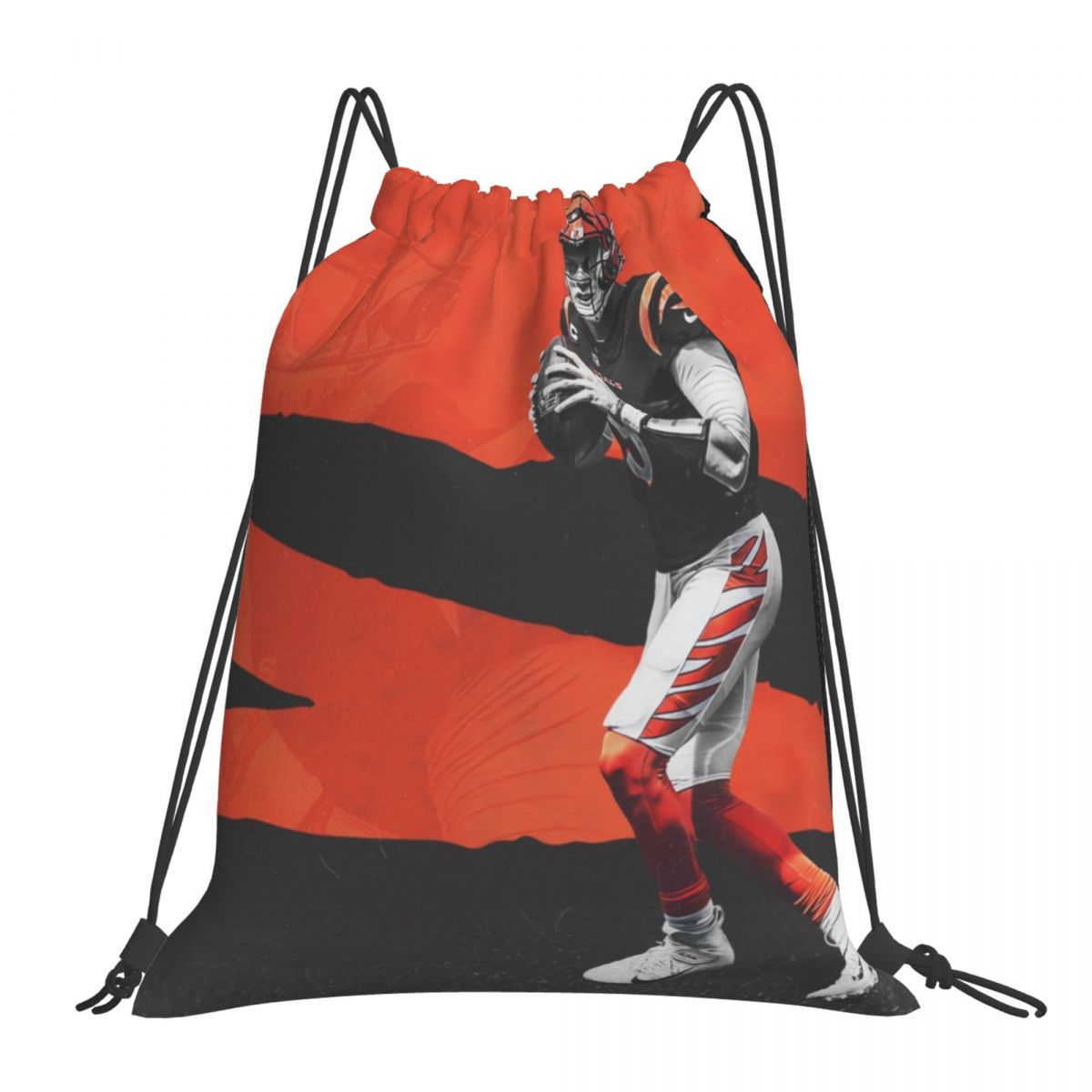 Cincinnati Bengals Joe Burrow Waterproof Adjustable Lightweight Gym Drawstring Bag