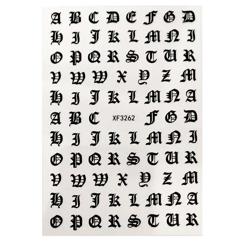 3D Letter Nail Stickers Black Gold Laser For Acrylic Design Summer Nail Decorations Manicure Tips