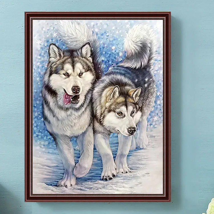 Wolf in the Snow - Full Round - Diamond Painting(30*40cm)