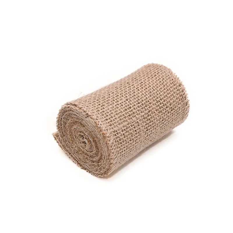 2M Natural Jute Burlap Hessian Ribbon Rolls Vintage Rustic Wedding Decoration Christmas Gift Wrapping Festival Party Home Decor