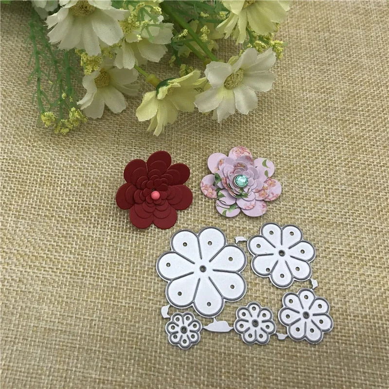 5pcs flower Metal Cutting Dies Stencils For DIY Scrapbooking Decorative Embossing Handcraft Die Cutting Template