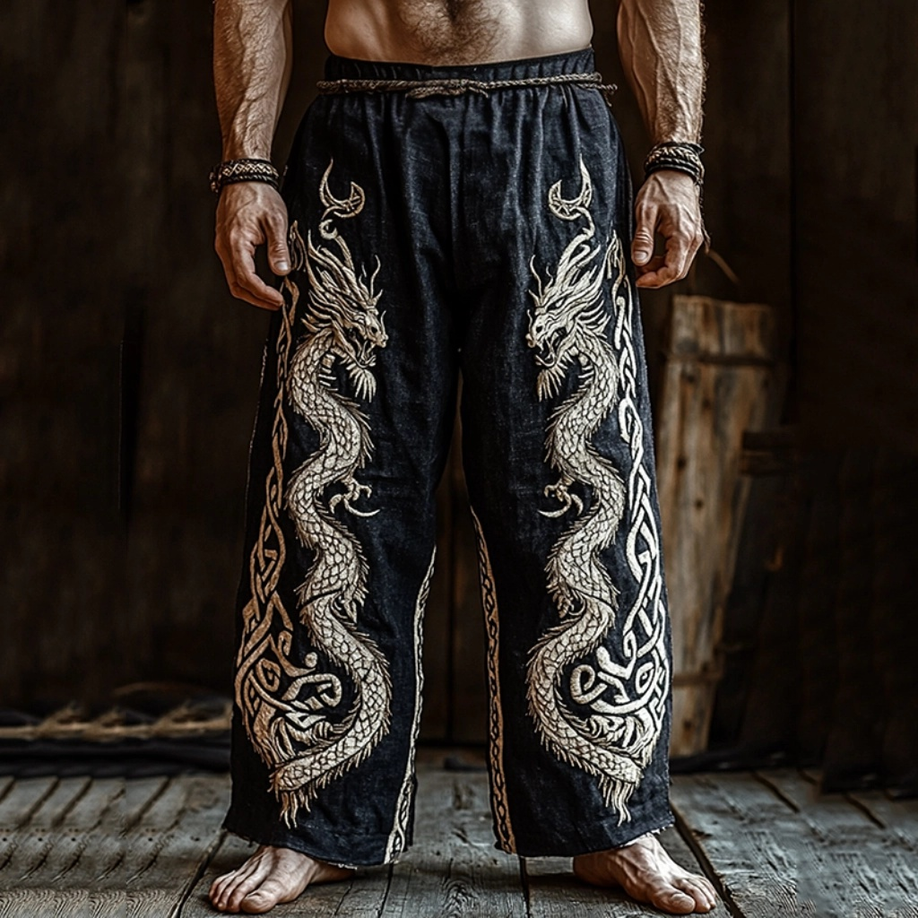 Men's Viking Tribal Celtic Dragon Vintage Knot Casual Pants