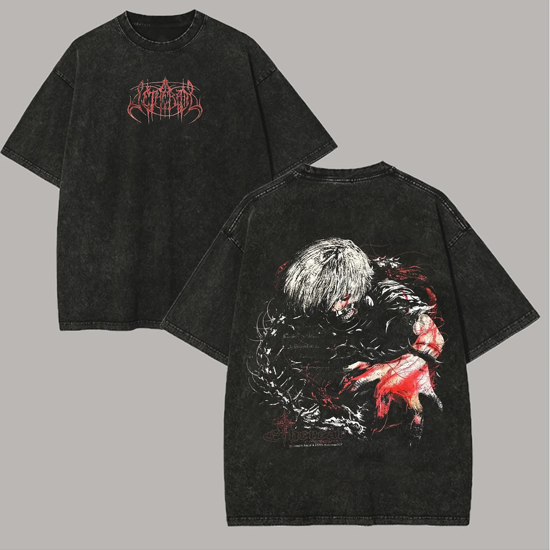 Tokyo Ghoul Printed Unisex Washed T-Shirt