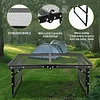 Camping Tables Outdoor Multifunctional Folding Table in Aluminum with Extensible Grid Desktop Height Adjustable Portable Picnic Table with Handle for Camp