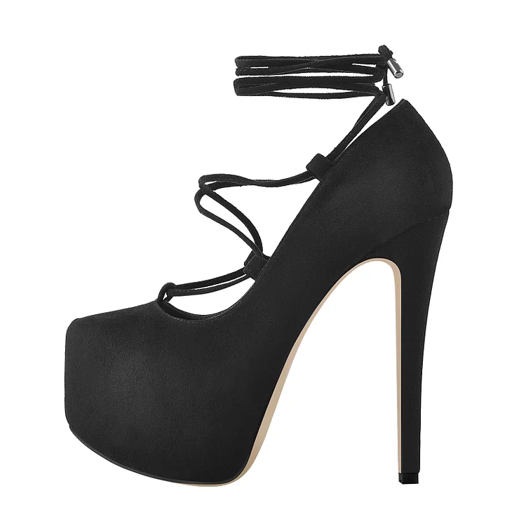 Lace Up Ankle Strap Platform Pumps