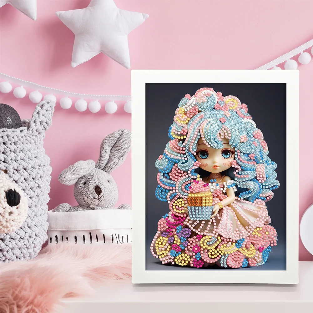 Diamond Painting - Partial Crystal Rhinestone Drill - Cartoon Girl(Canvas|15*20cm)【with Plastic Frame】