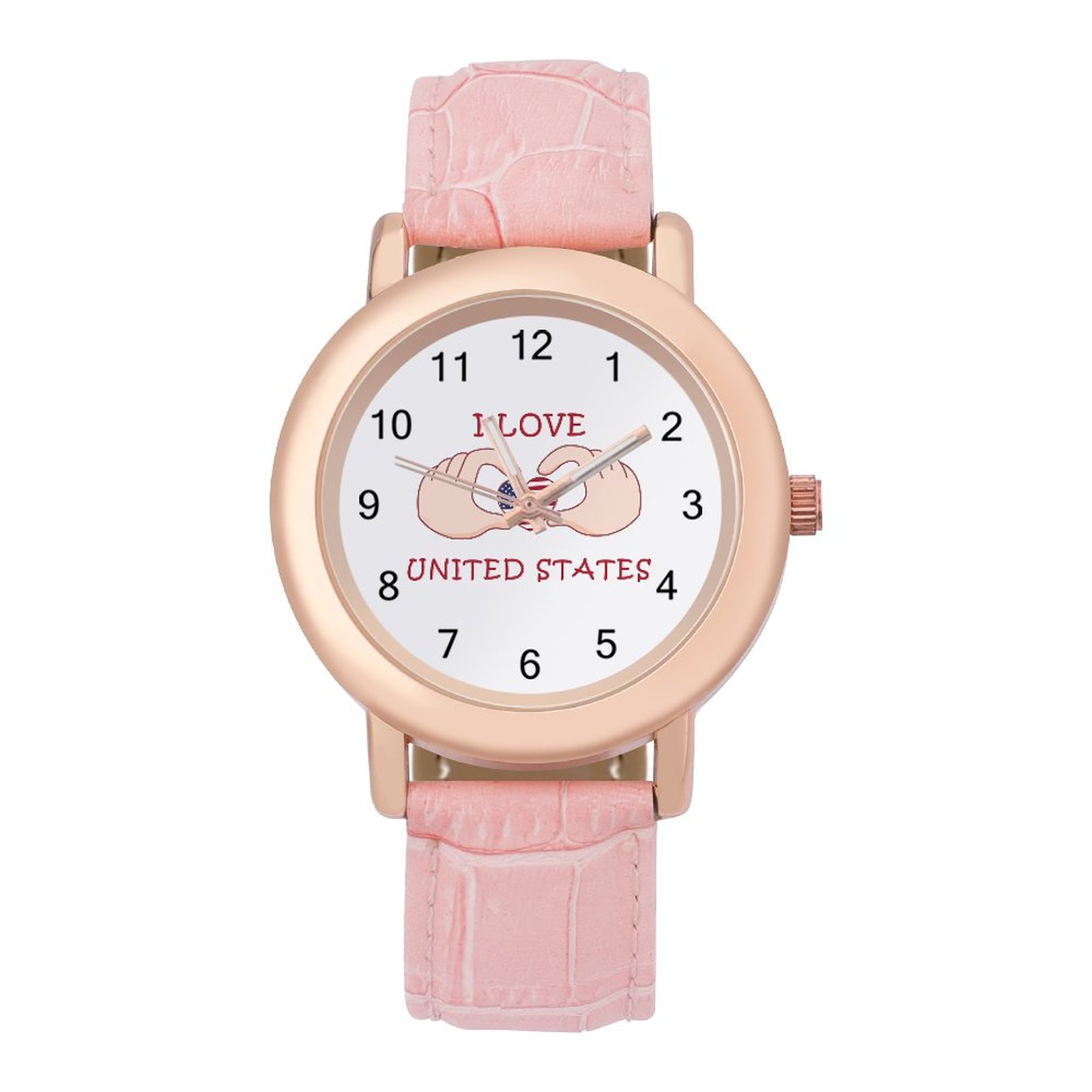 I Love United States Women's Leather Strap Watch