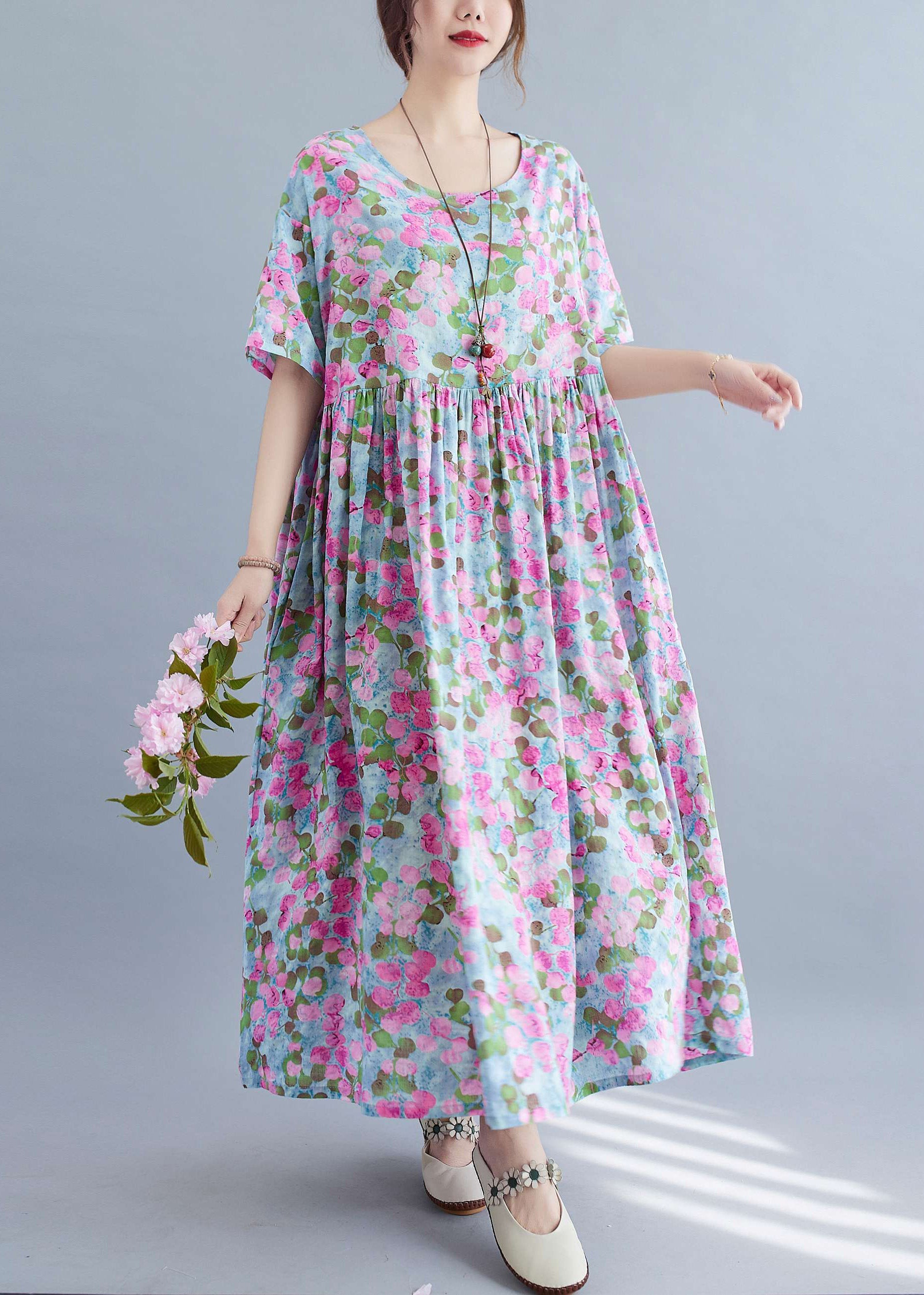 VCSHOES Purple Print Patchwork Holiday Long Dress Summer