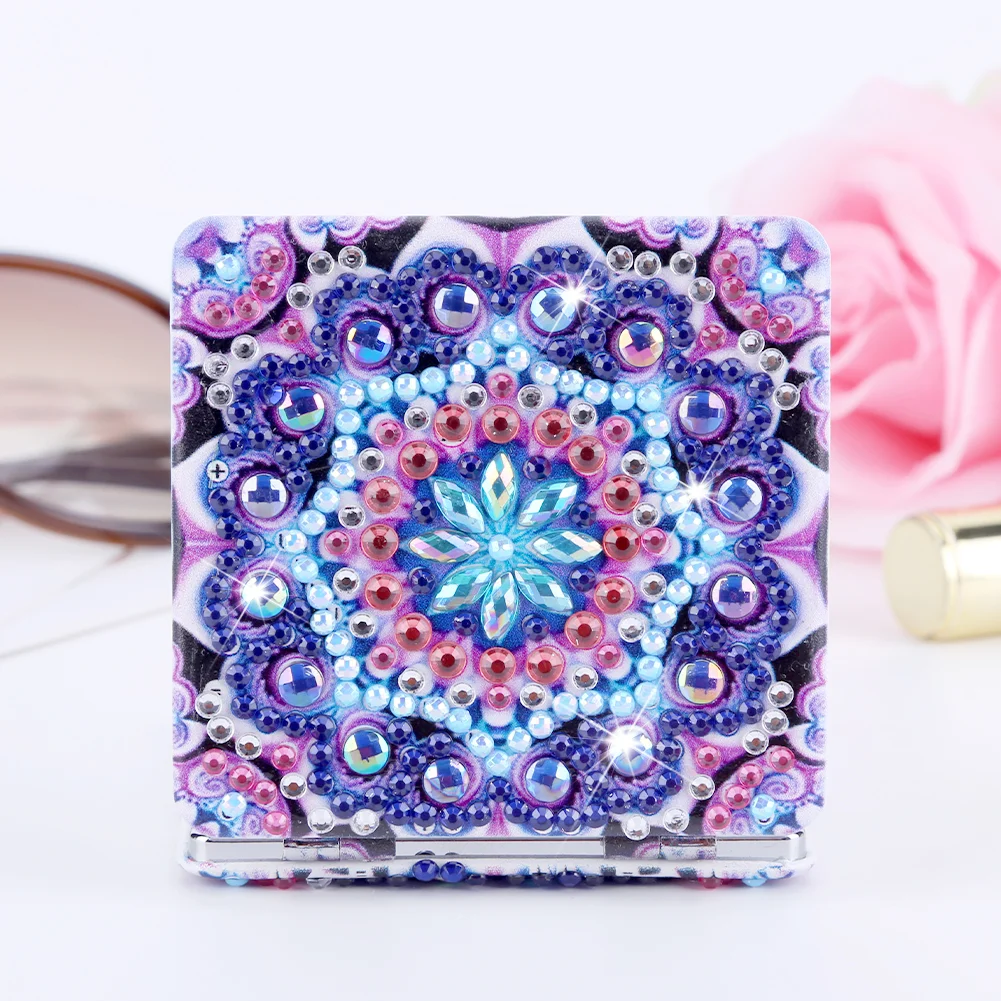DIY Mandala Diamond Painting Makeup Compact Mirror Portable Folding Purse Mirror