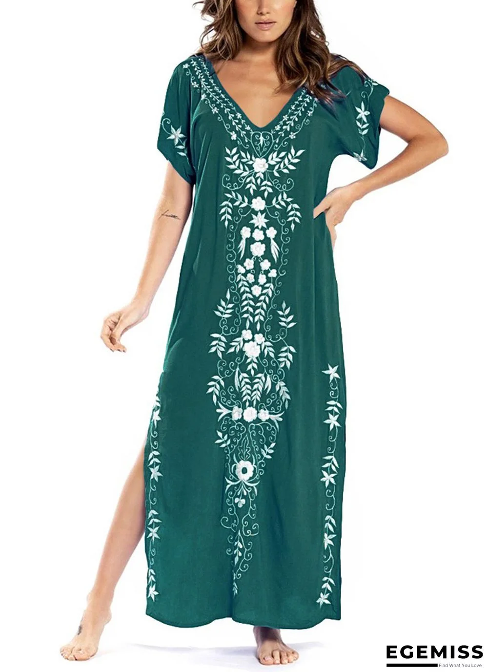 Beach Smock Print Beach Dress Black Dresses | EGEMISS