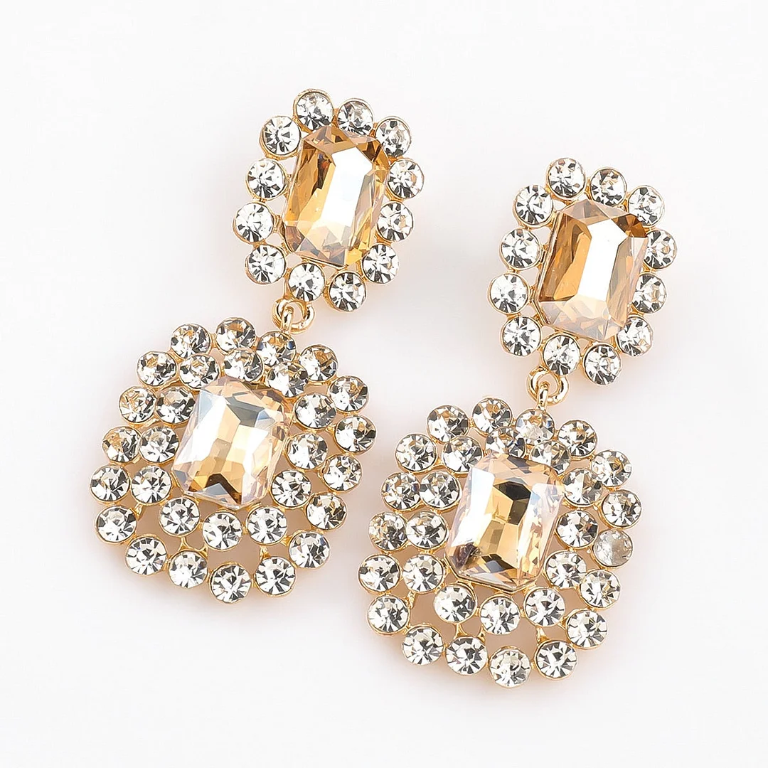 Dvacaman New Designs Crystal Square Drop Earrings for Women 2019 Fashion Rhinestone Statement Earrings Dangle Wedding Jewelry