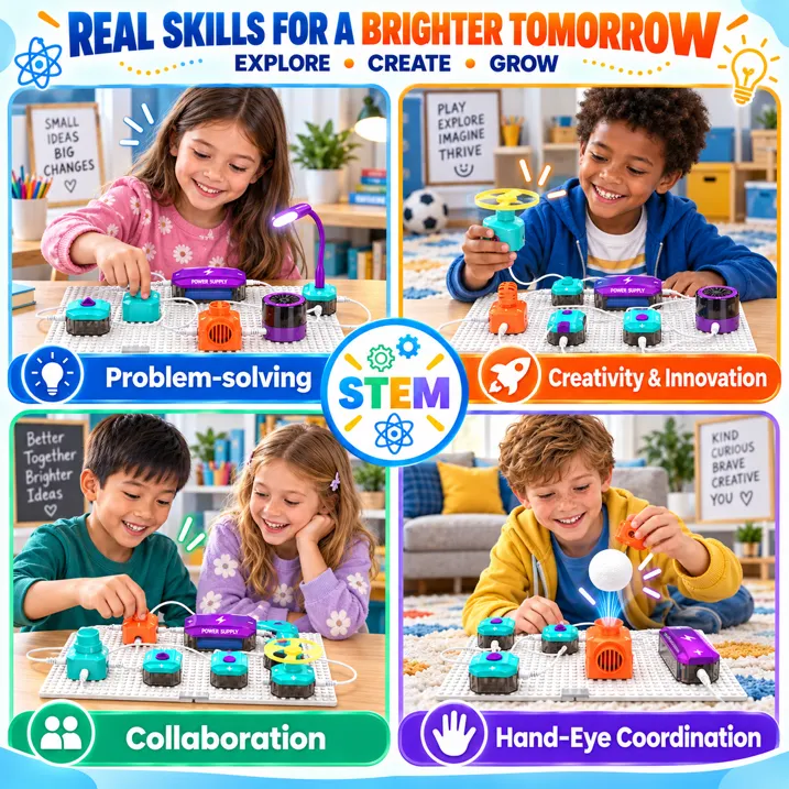 BEBANG Science Kits for Kids, Circuit Board for Kids with 450+ Projects Snap-Together Circuit Building Kit with Lights, Sound, Flying Saucer, School Family STEM Toy Gift for Boys Girls